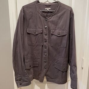 Maurices Lightweight Gray Jacket Women's 2x Snap Front With 4 Pockets